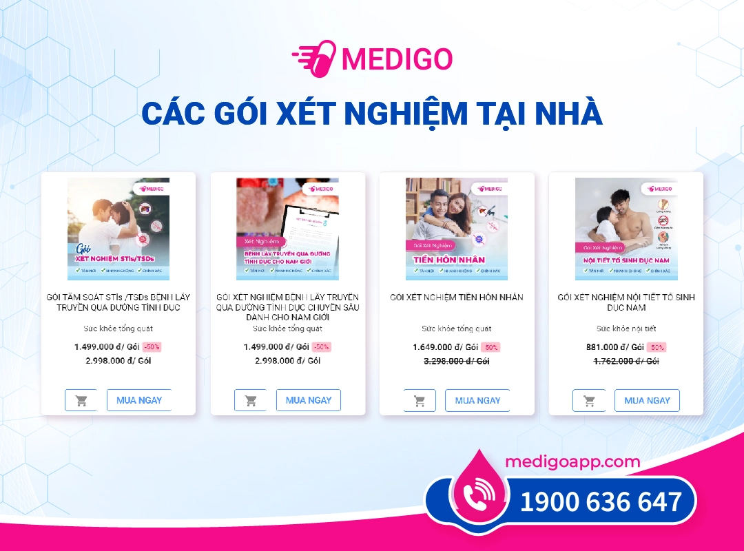 Các gói xét nghiệm tại nhà Medigo đang cung cấp